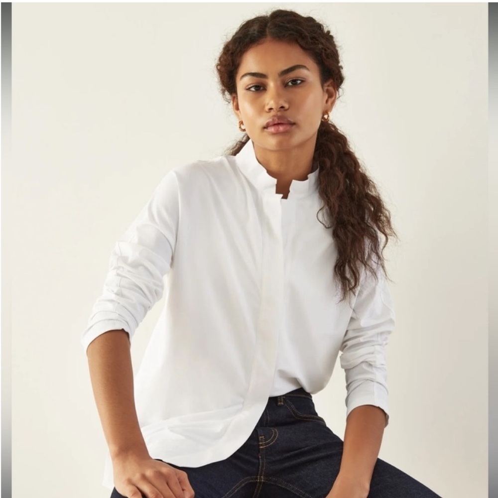 Aday Something Borrowed White Button Down Long Sl… - image 3